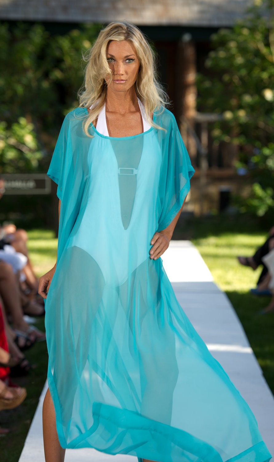Long Draped Sheer Coverup with Short Sleeves and Optional Belt, Additional Colors Available