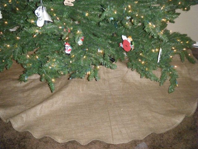 Burlap Christmas Tree Skirt Rustic
