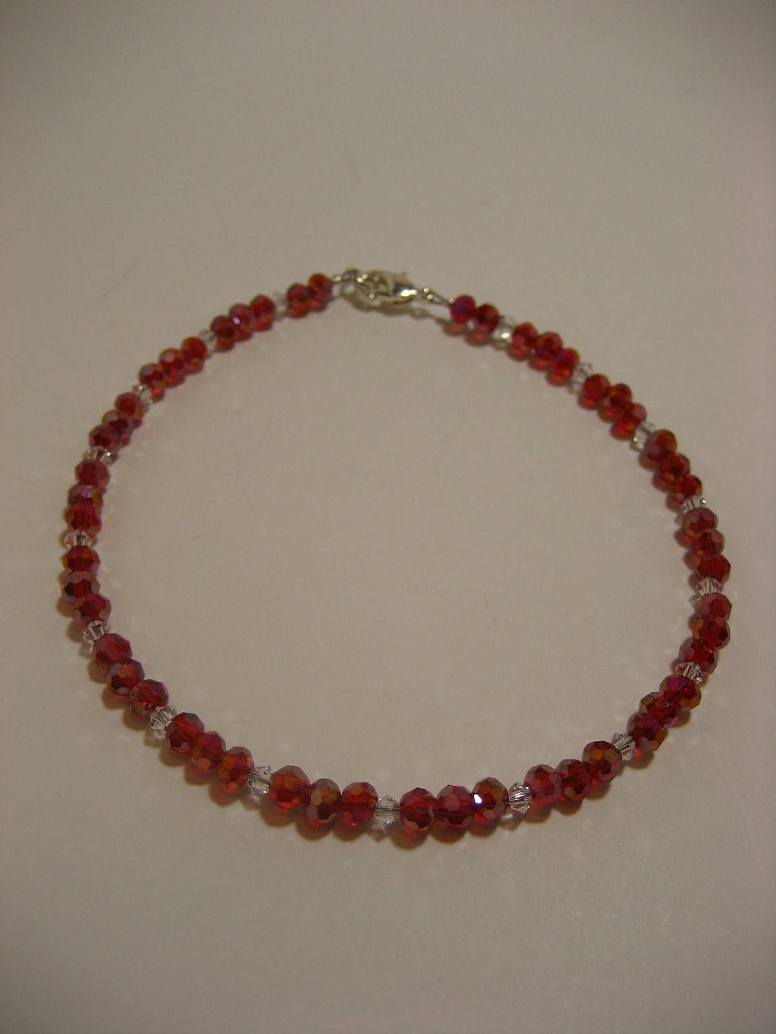Red and Clear Swarovski Crystal Ankle Bracelet - Anklet