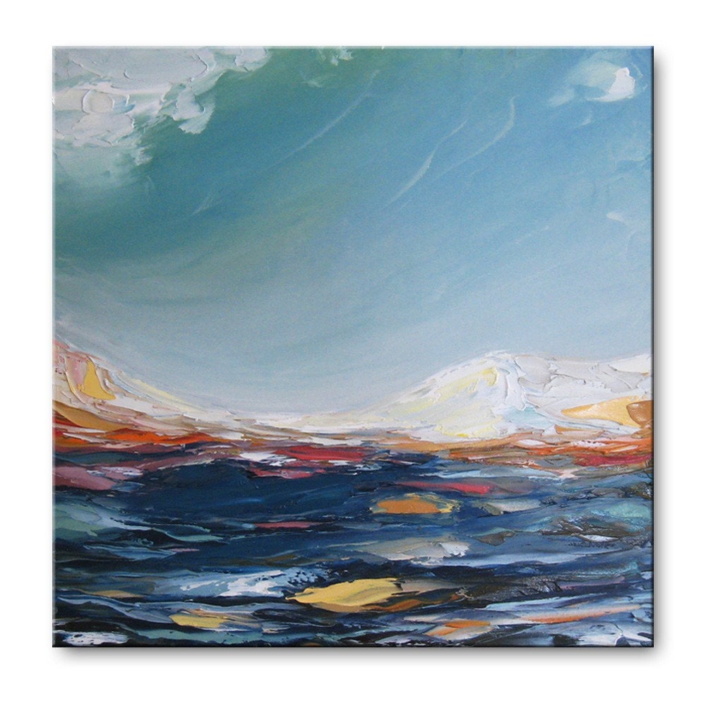 Foothill - FREE SHIPPING - Original Oil Painting Palette Knife - by SOLOMOON - wall decor ready to hang 20x20 impasto painting square