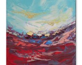 Red ravine FREE SHIPPING Original Oil Painting on Canvas Palette Knife - by SOLOMOON - gallery fine art ready to hang impasto