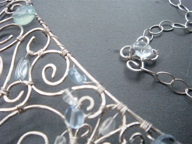 Goddess Necklace- Sterling SIlver, chalcedony, and Czech glass