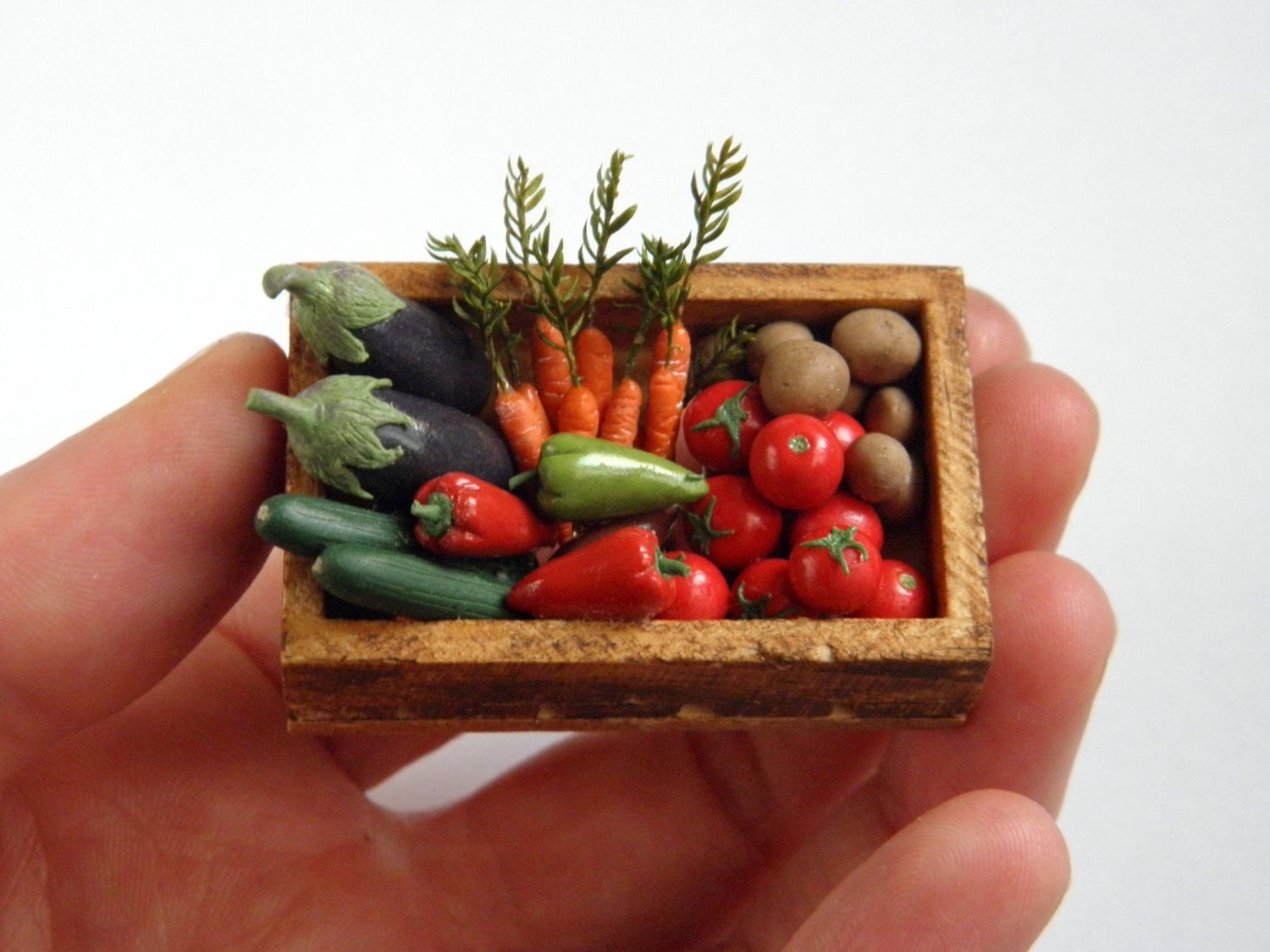 Crate of Vegetables - Dollhouse Miniature one inch scale - vesperminiatures