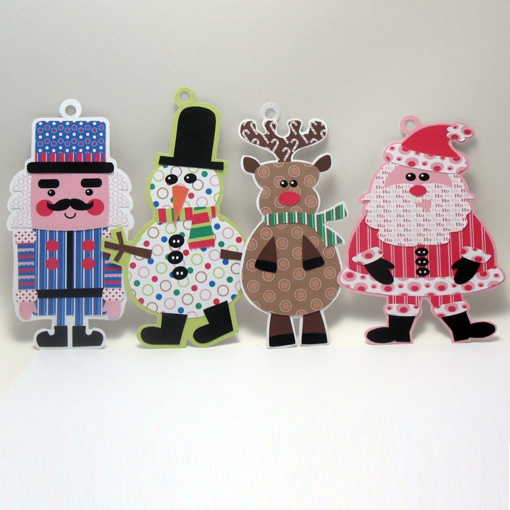 Printable Layered Holiday Card Embellishments - Christmas Tree Decorations - Gift Tags