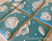 Hand Decorated Cookies Flower Embroidery Elegant Favors Wedding engagement
