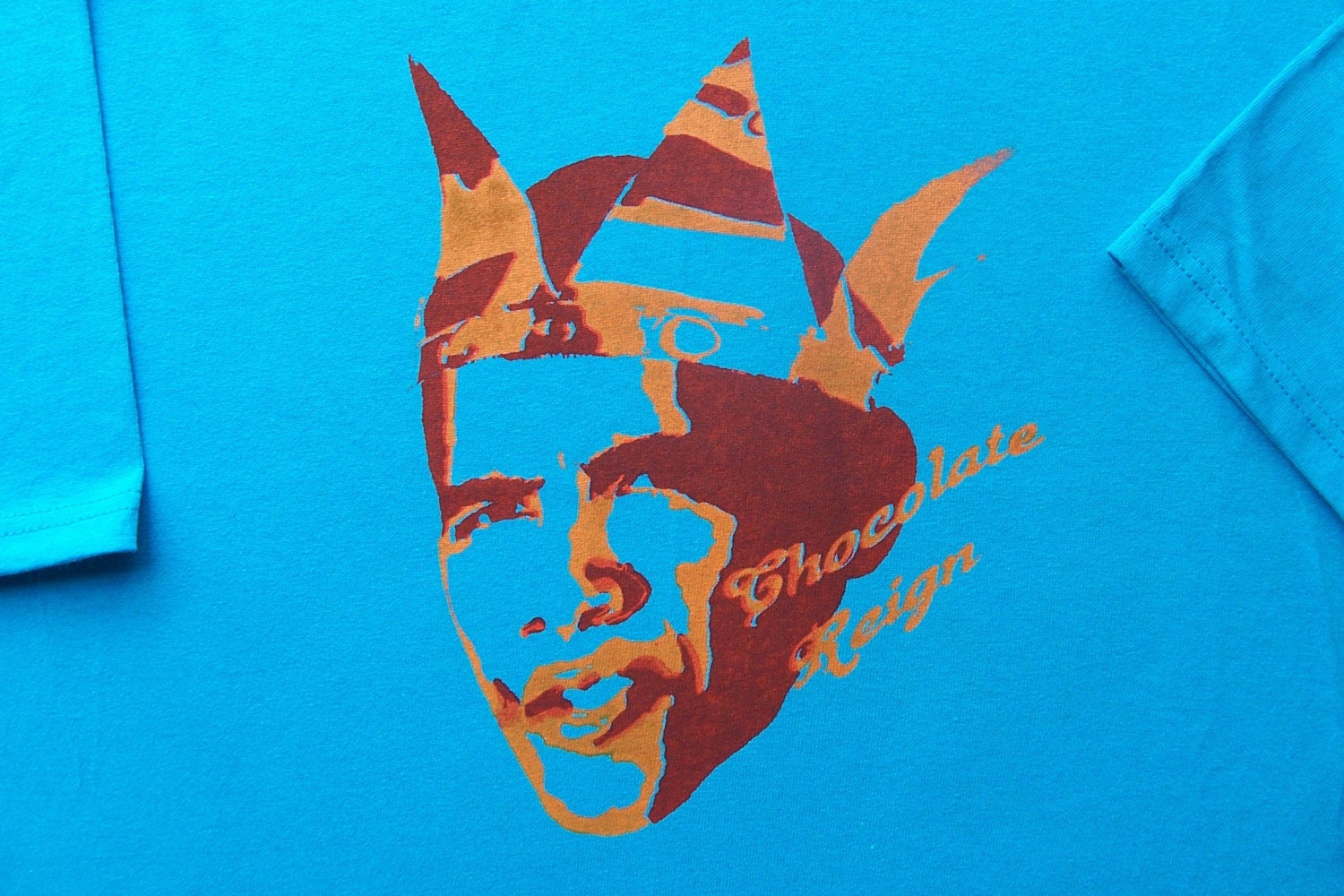 Chocolate Reign Mens Large 80s Blue Orange and Red Obama