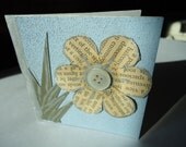 Shiny Button Flower in Blue Original 3D Metallic Art Card Collage Any Occasion Upcycled