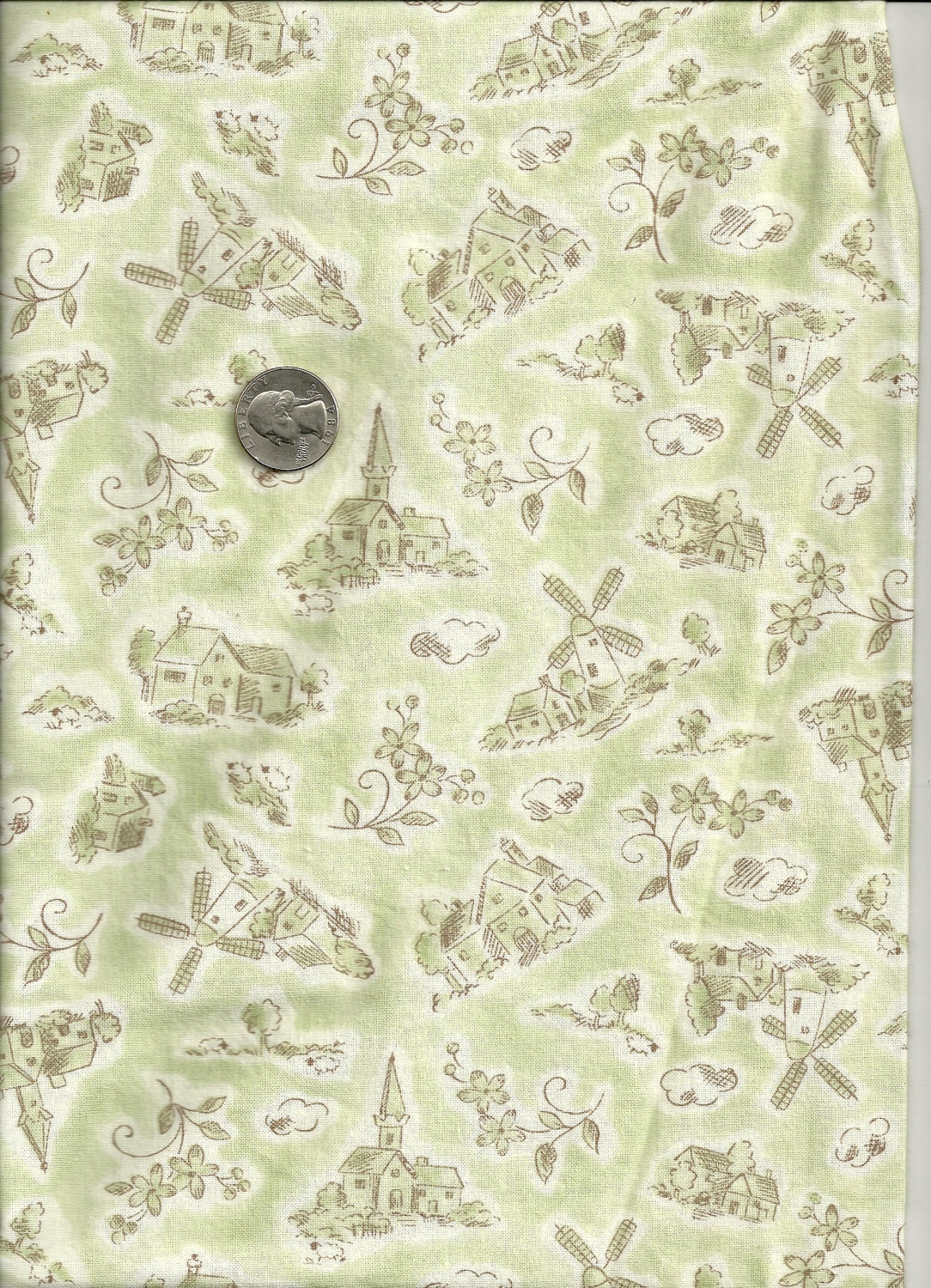 Windmill, Country Scenes Decorator Fabric 100% Cotton 2 2/3 Yard X0072