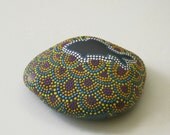 Hand Painted Rock: Fish Silhouette & Scale Pattern Dot