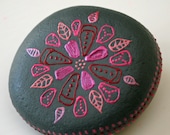 Hand Painted Rock with Pink & Red Flower