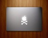 Crossbones Decal - Apple Crossbones Vinyl Decal - Pirate Pirates Decal - Vinyl MacBook Decal
