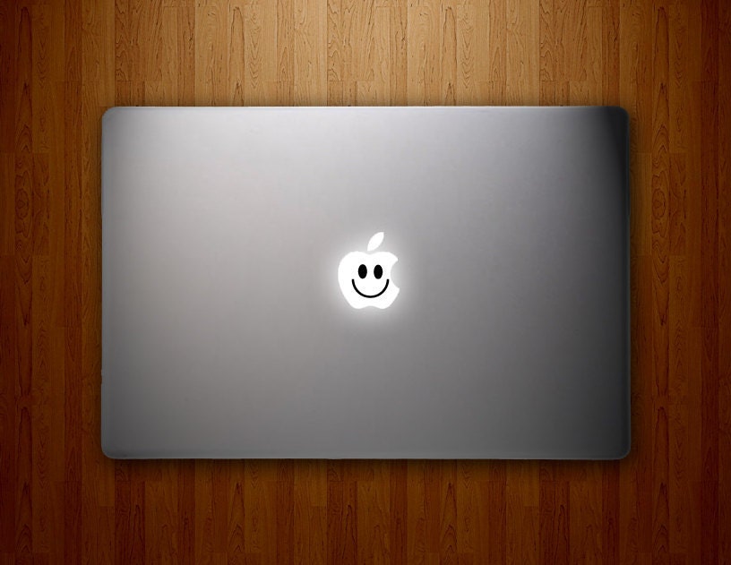 Smiley Face Decal - Smiley Face Sticker - The Happy Apple - Vinyl MacBook Decal