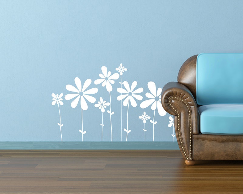 Flowers Vinyl Wall Decal Set, Flower Wall Decals