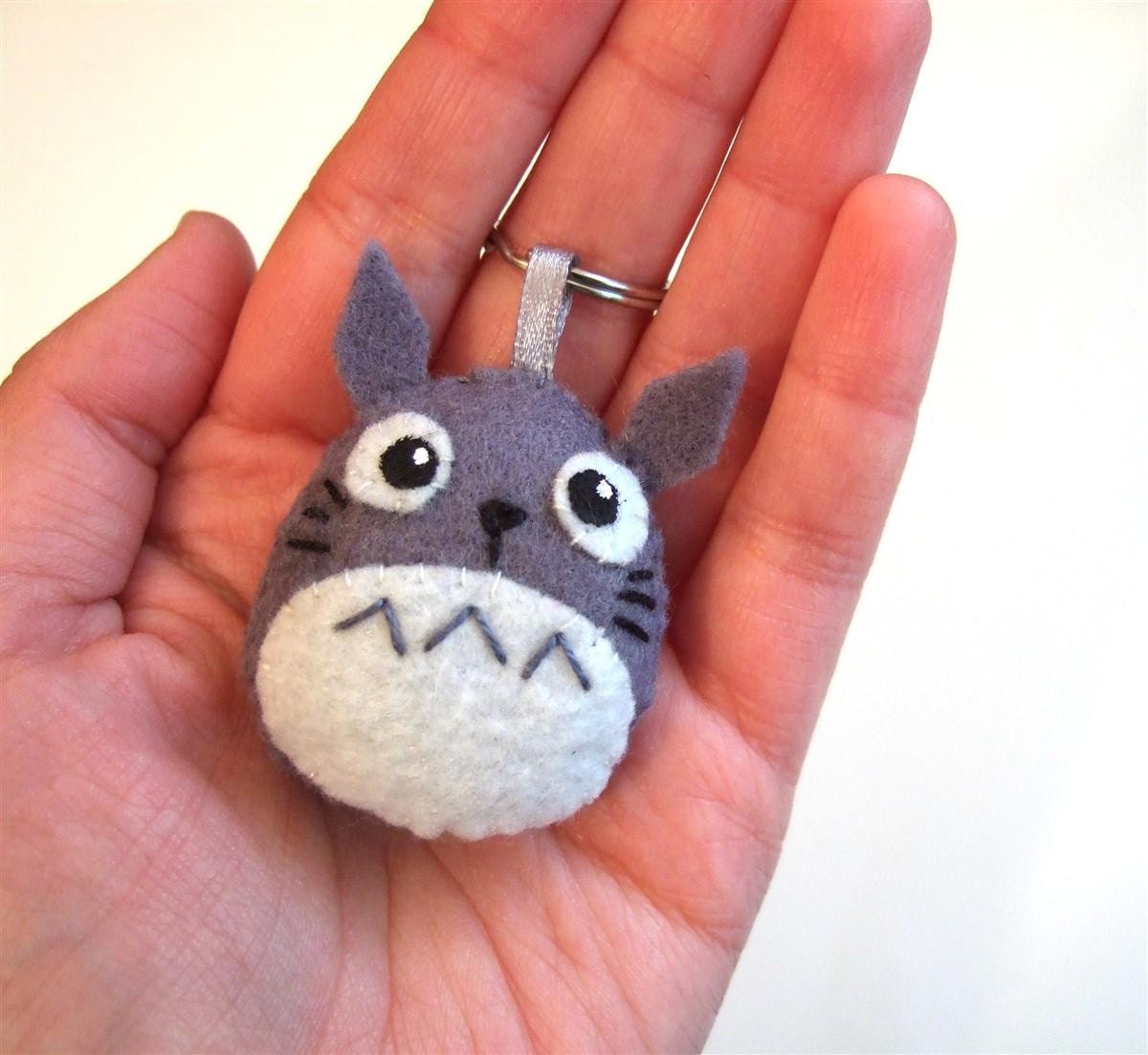Grey Totoro plush charm with keychain