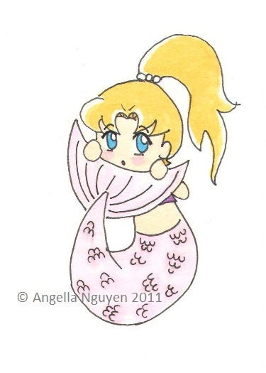 Original Art ACEO - Shy Mermaid