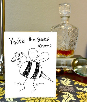 Bee Greeting Card Hand Drawn Nerdy Card