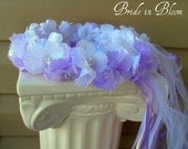 Flower girl hair wreath Wedding hair accessories violet white Bridal head piece communion veil