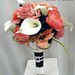 Wedding bouquet coral navy white calla lily rose bridal bouquets silk wedding flowers