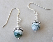 Tree Agate and Bali Silver Earrings