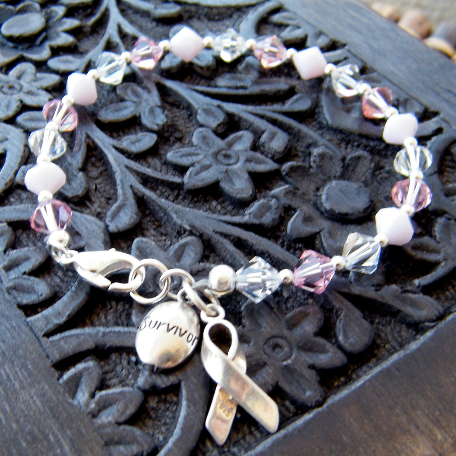 Pink Swarovski Crystal Bracelet - Breast Cancer Awareness