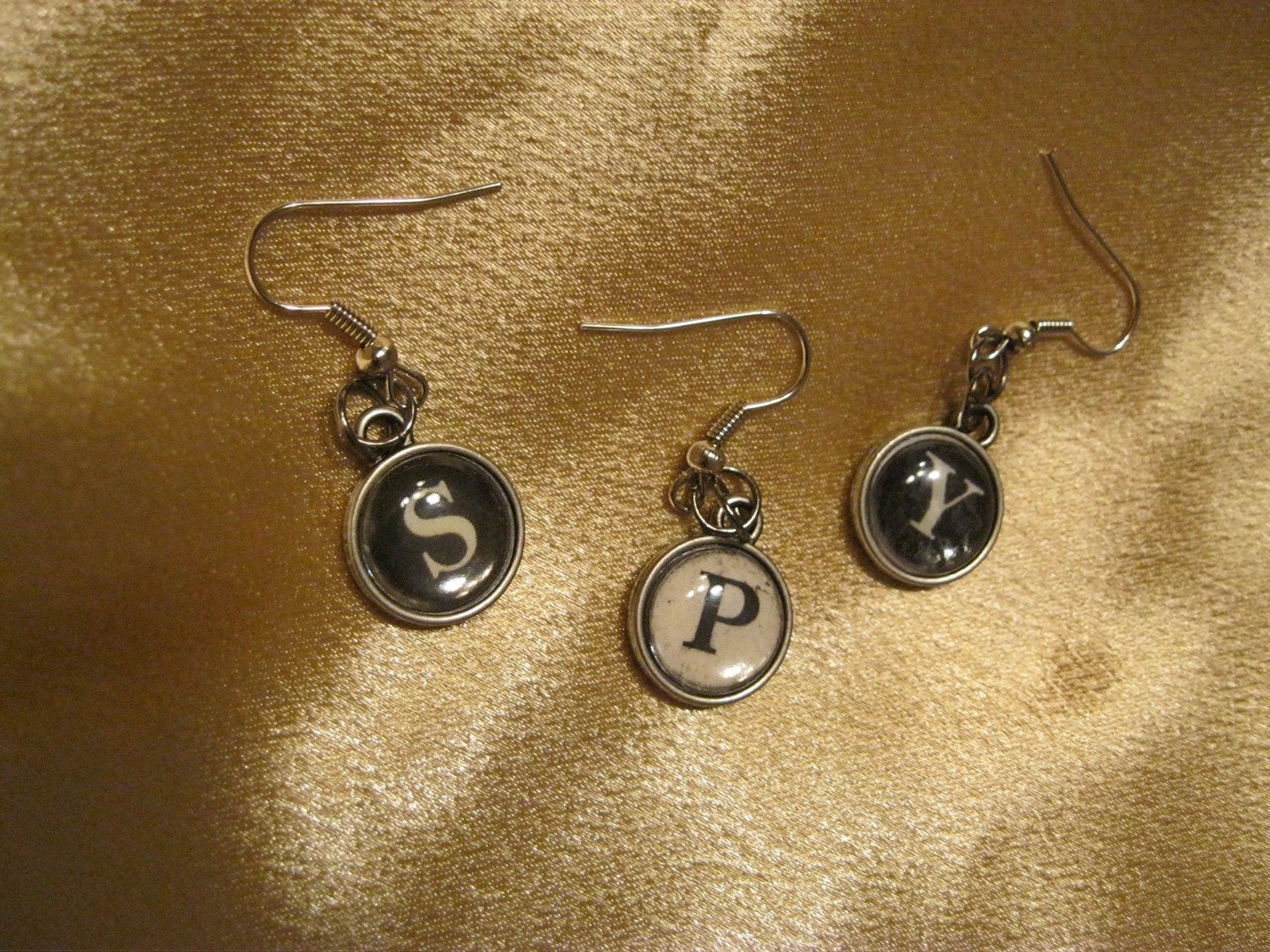 Vintage look steampunk typewriter key earrings