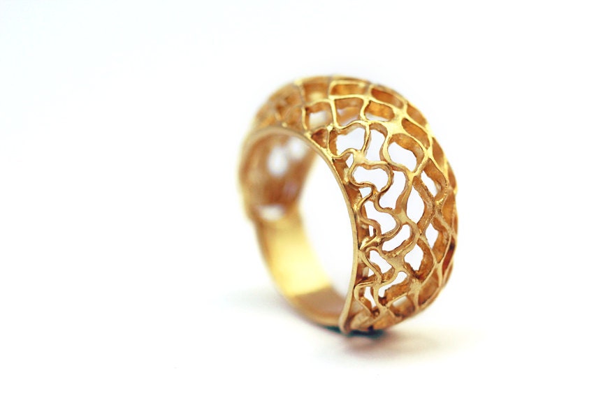 Unique engagement ring,  gold plated silver ring, bee ring