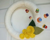 Button it Up  Yarn Wreath Yellow Roses Front Door wreath