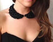 Peter Pan Collar Necklace with Black Roses, the Lucky Collar - as seen in Lucky Magazine September issue