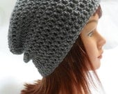 Crochet Kendall Slouch Beanie Grey