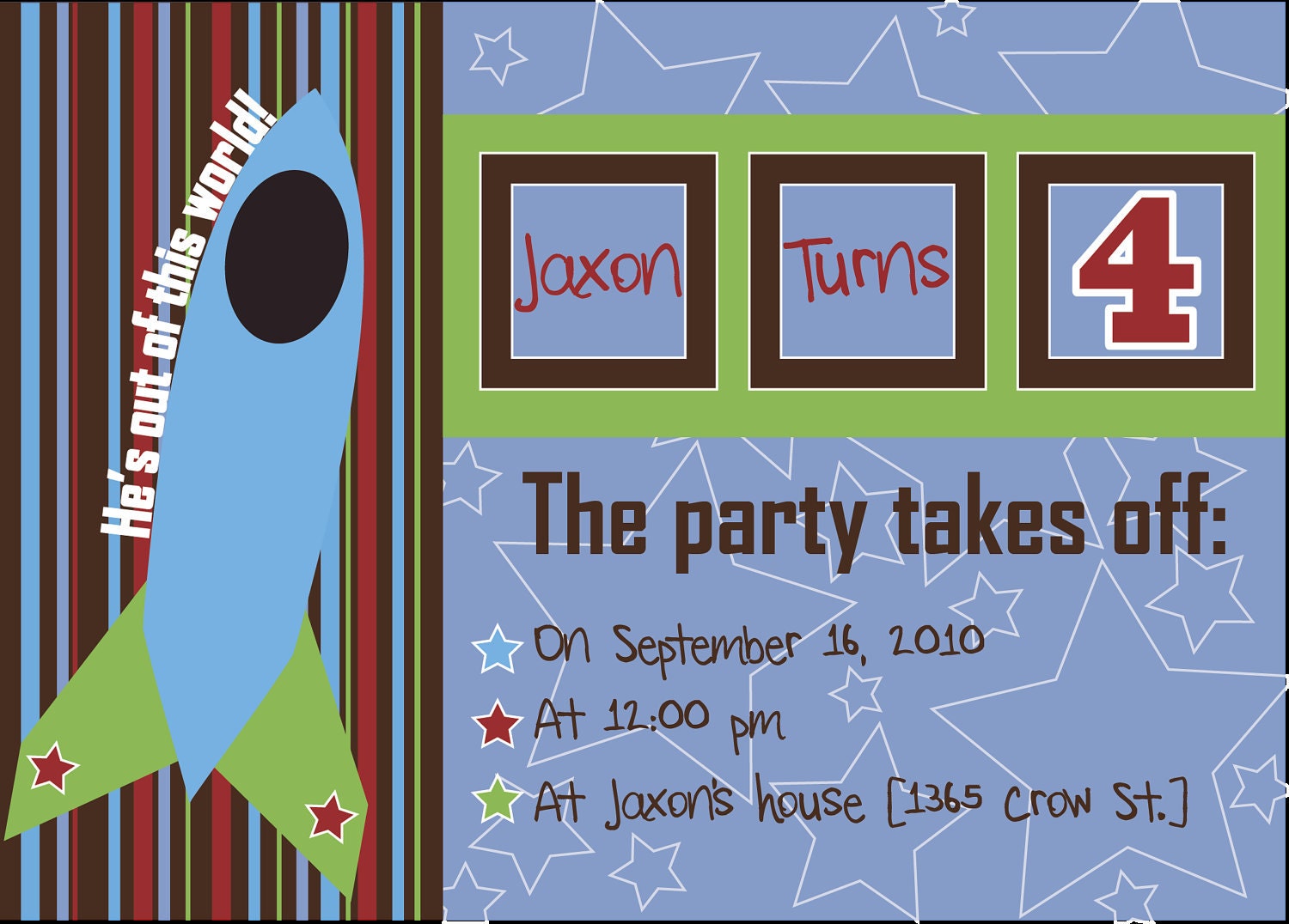 Rocket Ship Birthday Party Invitations