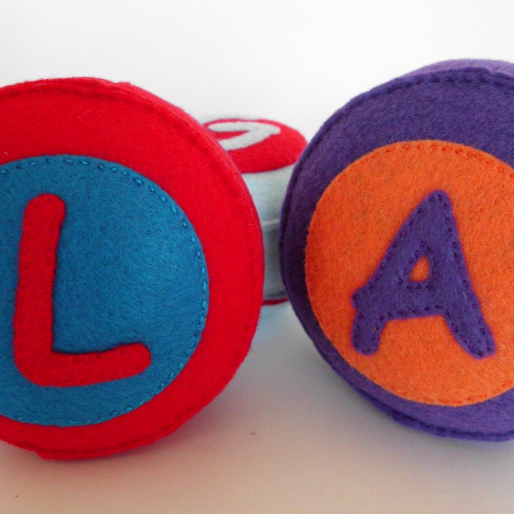 Personalized  Custom Pincushion - You choose the letter & colours - recycled felt hand sewn pin cushion