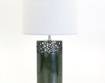 Lacey Oval Lamp in Silvered Foliage