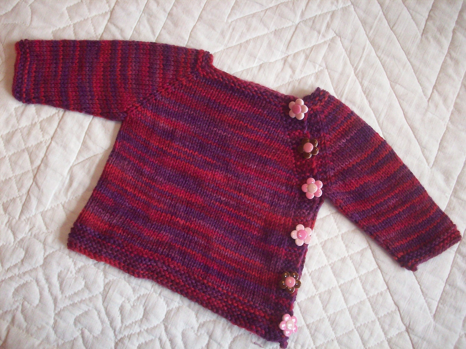 Wine Baby Sweater Hand Knit in Superwash Merino Wool 0-3 Month