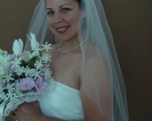 Elbow/Waist Length One Tier Bridal Veil, Plain Cut Edge in Ivory or White - READY TO SHIP in 3-5 Days