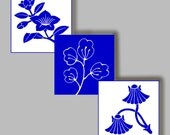 1 Inch Squares Digital Art:  Indigo Blue and White Antique Asian Motifs Ornamental Designs Digital Collage Sheet CS 132