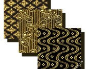 3 Inch Square Digital Art Origami TWO Sheets 12 Designs Download Black Gold Brown Vintage Japanese Designs Paper Pack 8