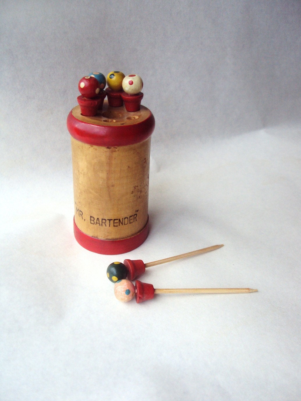1940s Mr Bartender novelty plant pot cocktail sticks