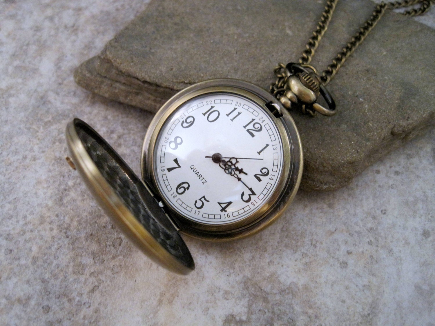 Large Bronze Elephant Pocket Watch Necklace