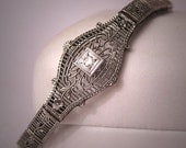 Antique Diamond Bracelet Vintage White Gold