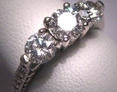 Diamond Wedding Ring Band Antique Style Vintage 1.15ct