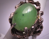 Vintage Jade Ring Sterling Silver Retro Deco Antique