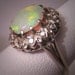Antique Vintage Opal Diamond Ring Art Deco White Gold Wedding