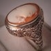 Antique Filigree Ring Cameo White Gold Vintage Art Deco