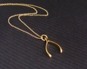 24k Gold Wishbone Necklace - Gift for her, BFF, Friend, Sister, Mom, Girlfriend, Teacher Gift, Graduation Gift