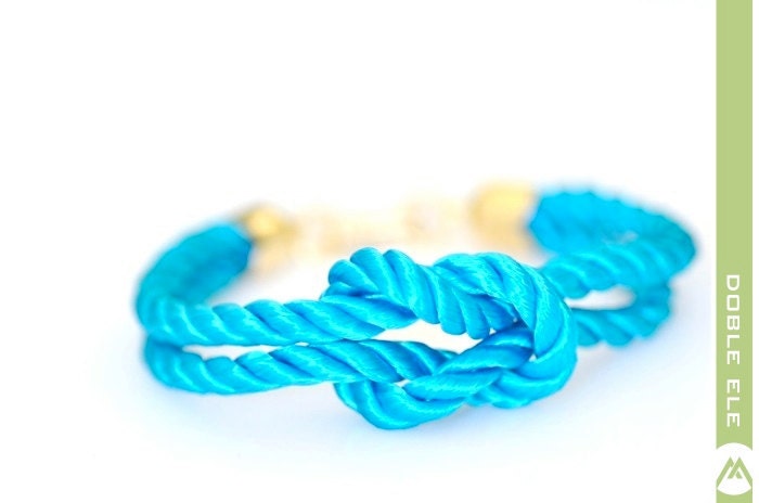 Square Knot Silk Rope Bracelet - Sky Blue