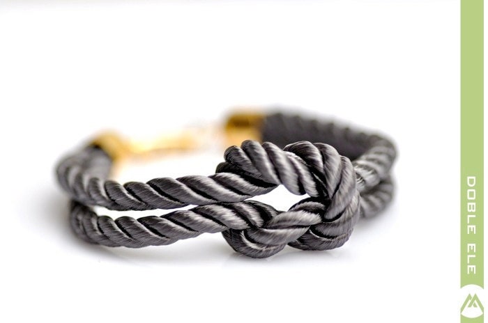 Square Knot Silk Rope Bracelet - Gray
