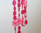 Pink felt flowers and ellipses garland holiday decoration easter decotation felt garland wedding decoration nursery decor