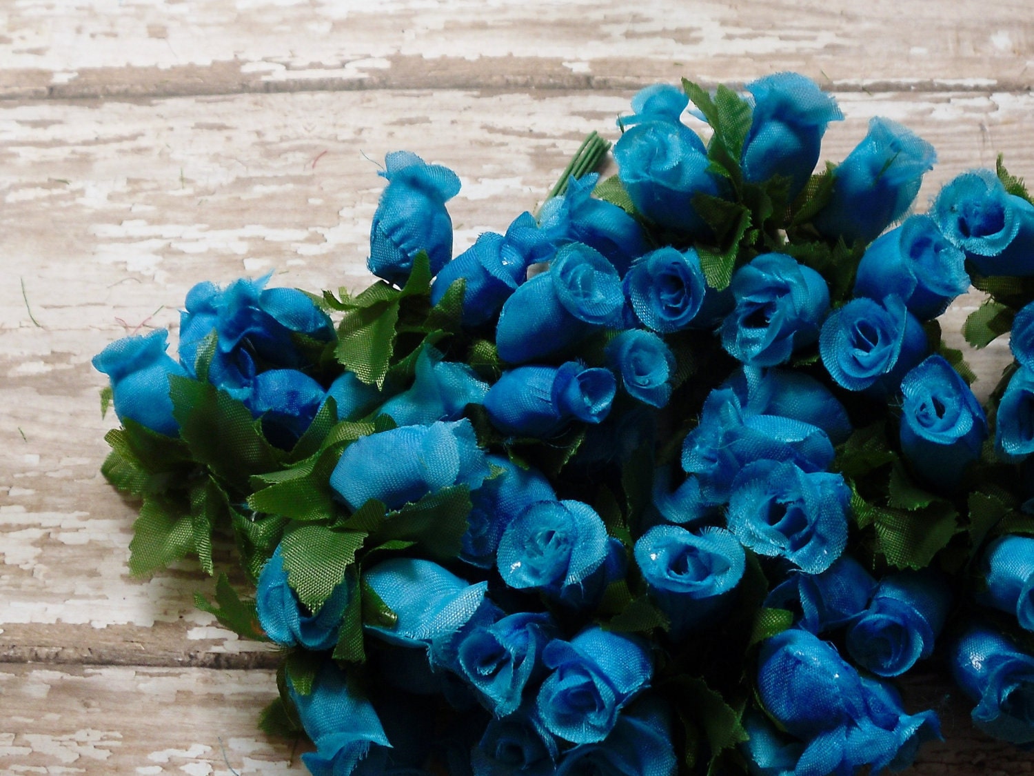 Artificial Flowers - 144 Turquoise Blue Poly Dry Rose Bud Flowers - Wedding Decorations, Party Favors, Gift Toppers