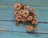 Silk Flowers - TWO Sets Artificial Pom Pom Roses - Dusty Pink - SMALL FLOWERS - Silk Flowers