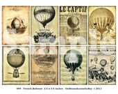 Hot Air Balloons ACT Digital Collage ACEO Background Digital Collage Sheet French Balloon Grunge Newspaper 2.5 x 3.5 Ephemera Background 094